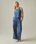 Women's Linen Wide Leg Pant - Marine Navy